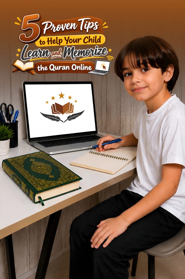 Student learning Arabic and reading the Quran online with AlRehab Academy